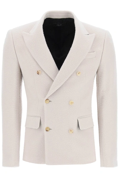 Shop Amiri Brushed Wool Blazer In Alabaster (beige)