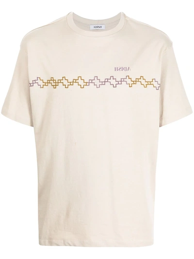 Shop Adish Embroidered Cotton T-shirt In Neutrals