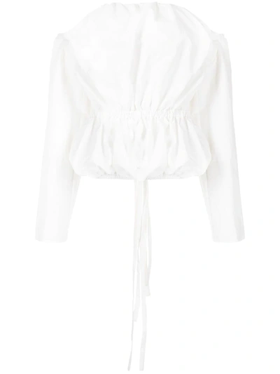 Shop Christopher Esber Bandeau Long-sleeve Blouse In White
