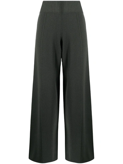 Shop Pringle Of Scotland High-waist Wide-leg Knitted Trousers In Grey