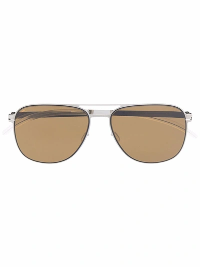 Shop Mykita Caleb Pilot-frame Sunglasses In Silver