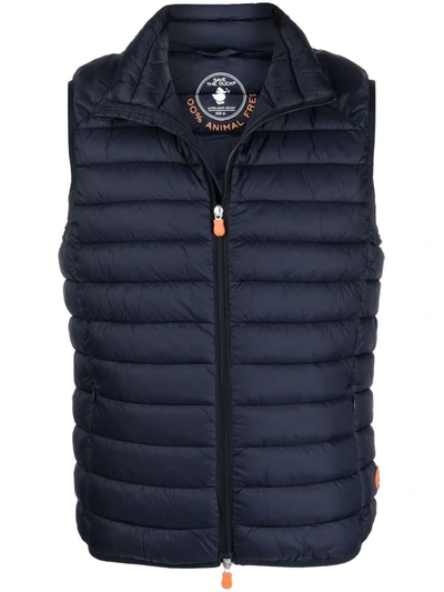 Shop Save The Duck Adam Padded Zip-up Gilet In Blue