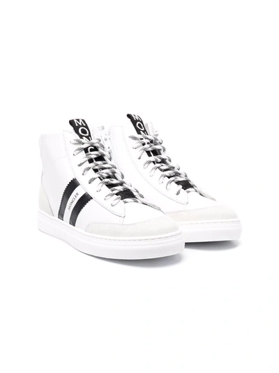 Shop Moncler Logo-tape Detail Hi-top Trainers In White