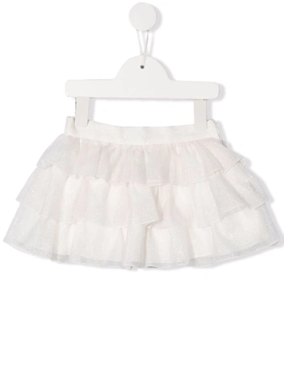 Shop Little Bear Triple-layered Ruffle Skirt In White