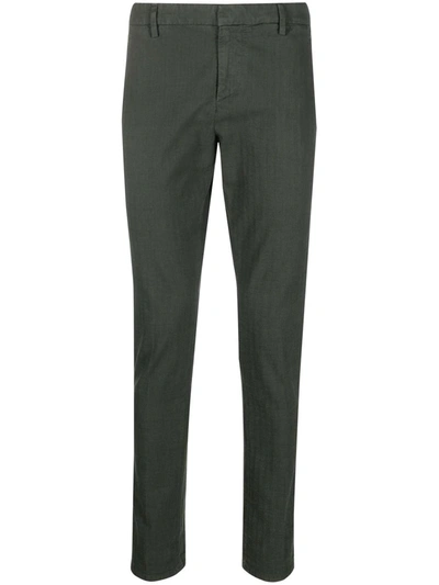 Shop Dondup Striped Slim Cut Trousers In Green