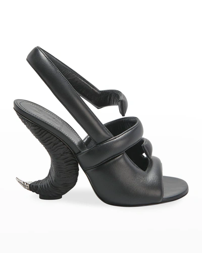 Shop Givenchy Show Horn 4g Leather Slingback High-heel Sandals In Black