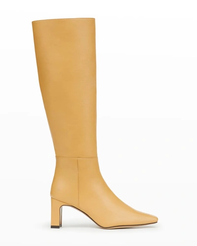 Shop Lafayette 148 Adley Leather Tall Block-heel Boots In Ginger Root