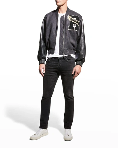 Shop Rhude Men's Collegiate-patch Varsity Jacket In Black
