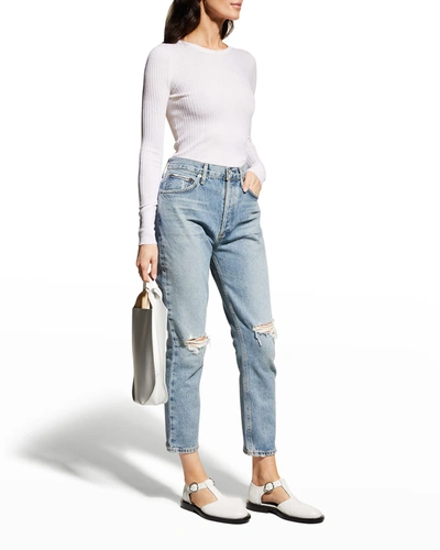 Shop Agolde Riley High-rise Straight-leg Jeans In Escalate