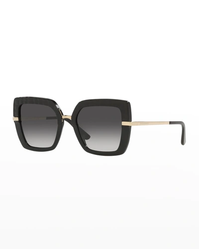 Shop Dolce & Gabbana Square Acetate Sunglasses In Black Cocco