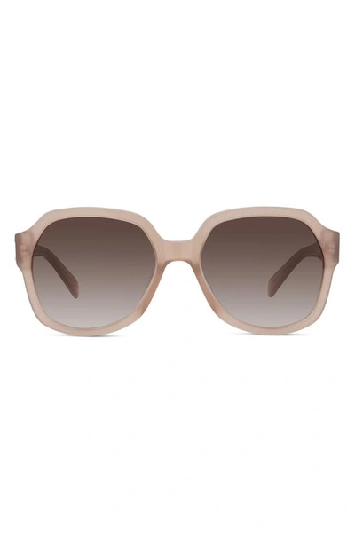 Shop Celine 56mm Round Sunglasses In Shiny Lt Brown / Grdnt Brown