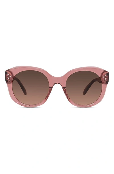 Shop Celine 53mm Round Sunglasses In Pink / Gradient Bordeaux