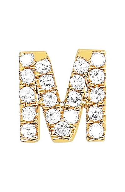 Shop Ef Collection Diamond Initial Stud Earring In 14k Yellow Gold/ M