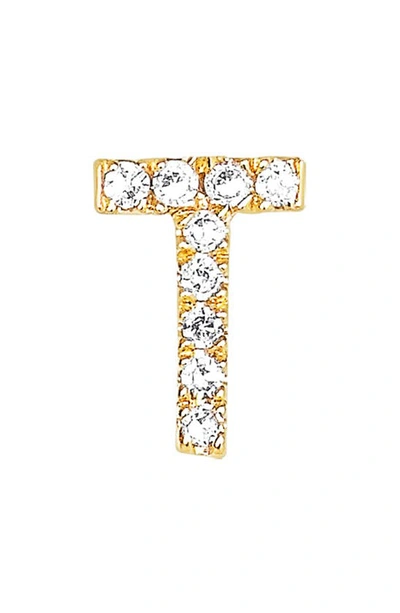 Shop Ef Collection Diamond Initial Stud Earring In 14k Yellow Gold/ T