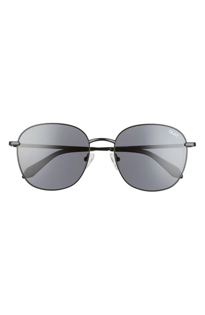 Shop Quay Jezabell 57mm Round Sunglasses In Black / Smoke