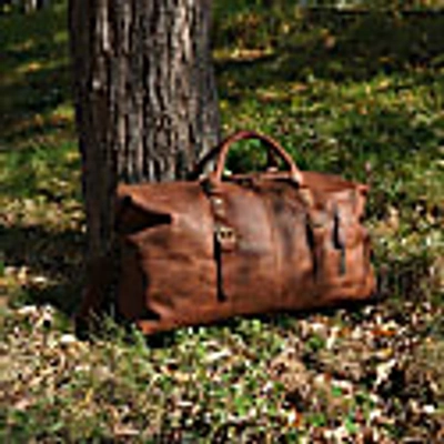 Touri Zip Detail Genuine Leather Holdall In Leather