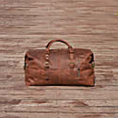 Touri Zip Detail Genuine Leather Holdall In Leather