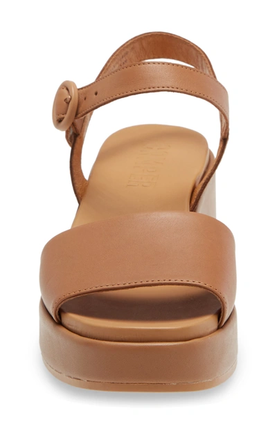 Shop Camper Misia Platform Wedge Sandal In Dark Beige Leather