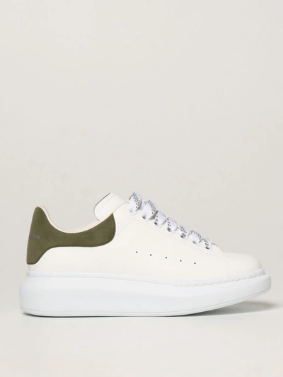 Shop Alexander Mcqueen Larry  Leather Trainers In White 2