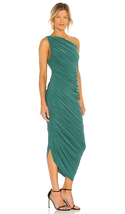 Norma Kamali Diana Jersey One-shoulder Dress In Mountain Green