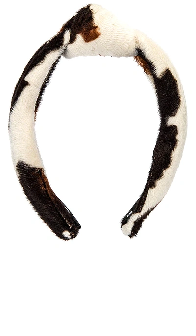 Shop Lele Sadoughi Faux Cowhide Knotted Headband In Natural