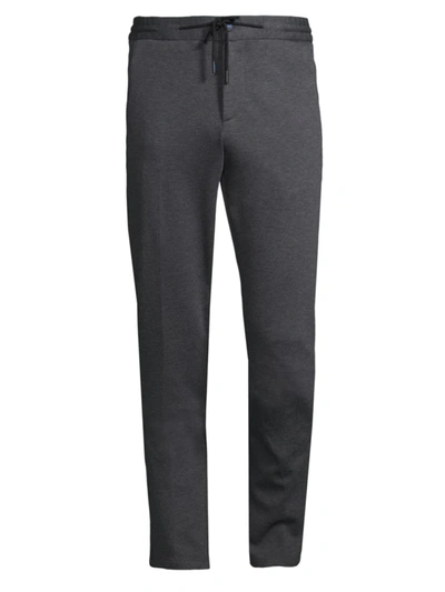 Shop Knt Cotton Drawstring Trousers In Grey