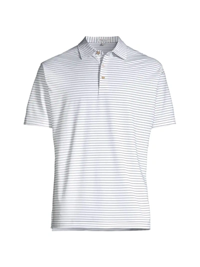Shop Peter Millar Crafty Striped Performance Polo Shirt In White Navy
