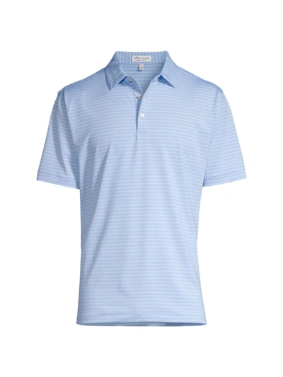 Shop Peter Millar Crafty Striped Performance Polo Shirt In Cottage Blue