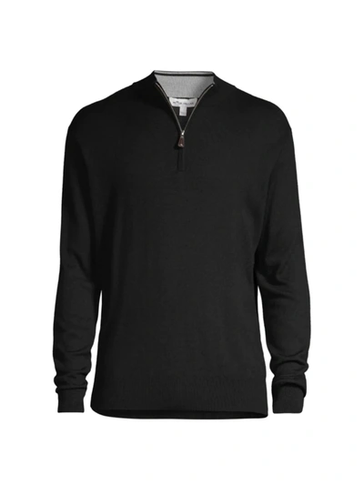 Shop Peter Millar Men's Crown Wool Crewneck Sweater In Black