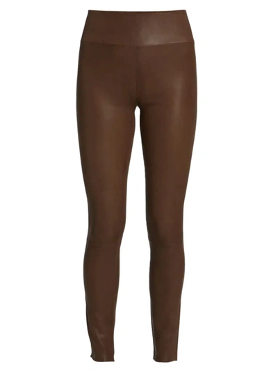 Shop Sprwmn Leather Ankle Leggings In Cocoa