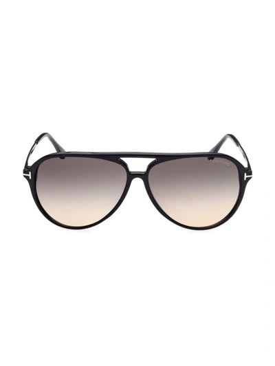 Shop Tom Ford Men's Samson 62mm Pilot Sunglasses In Shiny Black