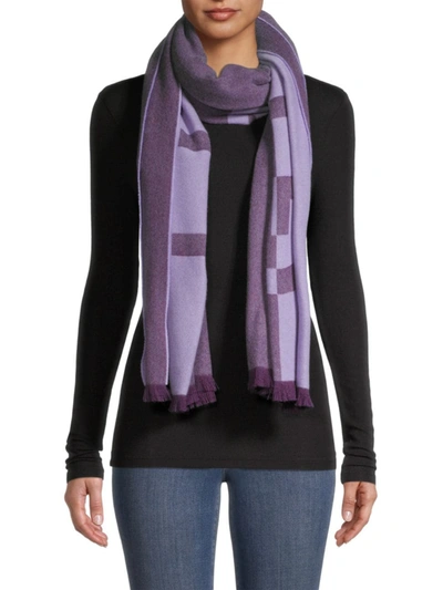 Shop Givenchy Allover Logo Jacquard Wool & Cashmere Scarf In Dark Purple