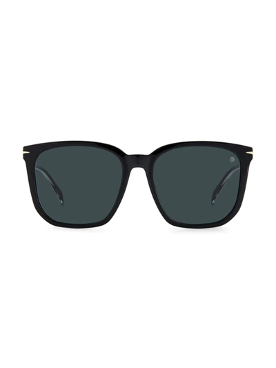 Shop David Beckham Men's 57mm Rectangular Sunglasses In Black Gold