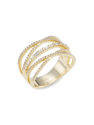 Shop Saks Fifth Avenue Women's 14k Yellow Gold & 0.45 Tcw Diamond Stacked Ring