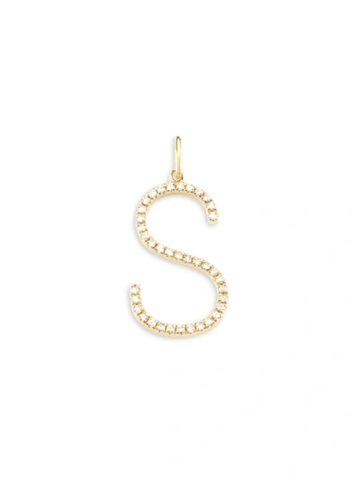 Shop Saks Fifth Avenue 14k Yellow Gold & Diamond Pavé Initial Charm In Initial S