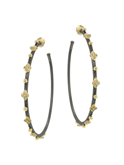 Shop Armenta Women's Old World Sterling Silver, 18k Yellow Gold & Diamond Hoop Earrings
