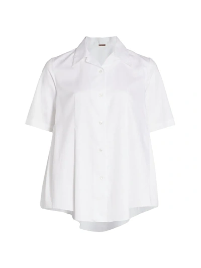 Shop Adam Lippes Side Gather Button-front Shirt In White