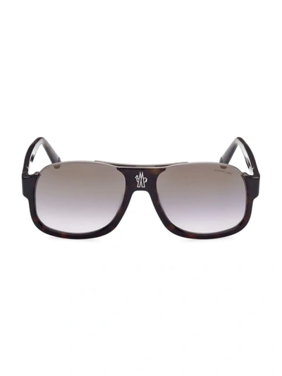 Shop Moncler Men's 18mm Half Frame Tortoise Shell Sunglasses