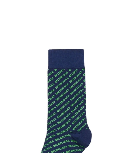 Shop Balenciaga Men's Blue Cotton Socks