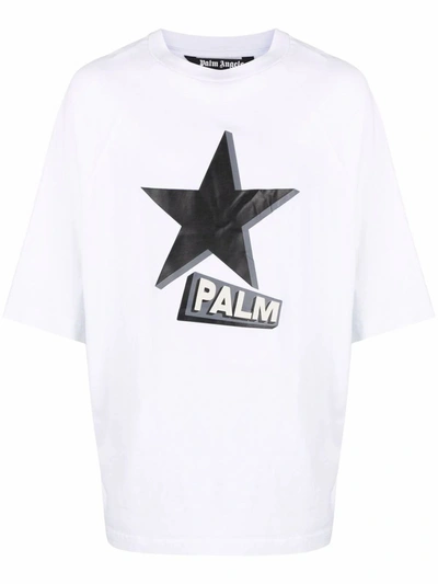 Shop Palm Angels Men's White Cotton T-shirt