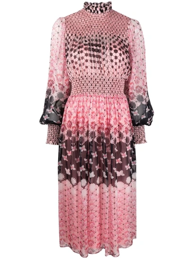 Shop Temperley London Mia Abstract-print Dress In Pink