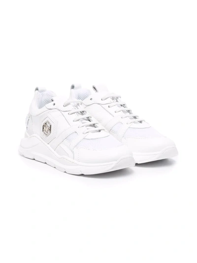 Shop Philipp Plein Runner Hurricane Trainers In White