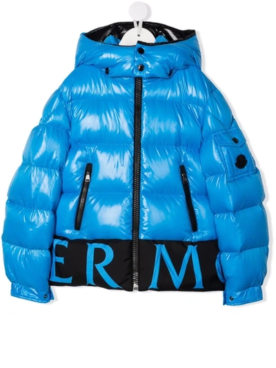 Moncler Kids' Pervin Logo Down Puffer Jacket With Removable Hood In Bright  Blue | ModeSens