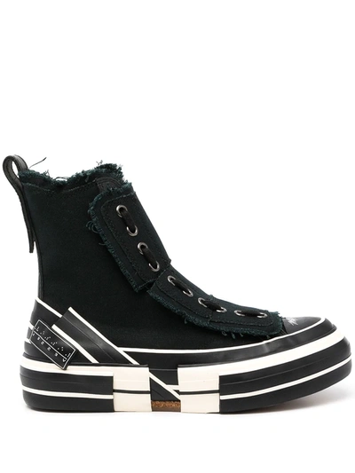 Shop Y's Frayed-trimmed High-top Sneakers In Black