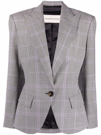 Shop Alexandre Vauthier Checked Single-breasted Blazer In Grey