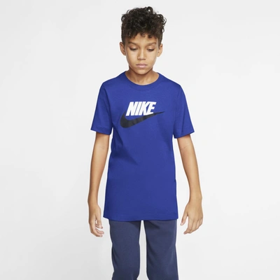 Shop Nike Sportswear Big Kids' Cotton T-shirt In Game Royal,midnight Navy