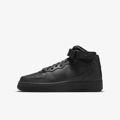 Shop Nike Air Force 1 Mid Le Big Kids' Shoes In Black,black