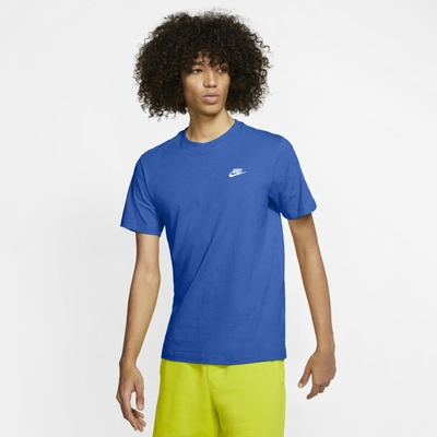 Shop Nike Sportswear Club Men's T-shirt In Signal Blue,white