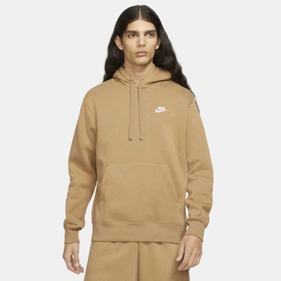 Shop Nike Sportswear Club Fleece Pullover Hoodie In Dark Driftwood,dark Driftwood,white