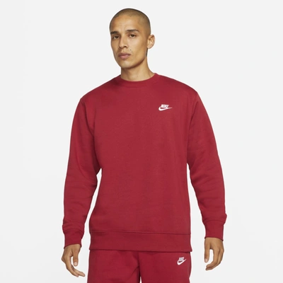 Shop Nike Men's  Sportswear Club Fleece Crew In Red
